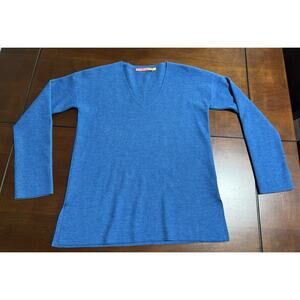 Kuna Blue Baby Alpaca Silk V Neck Blue XS Sweater Pullover